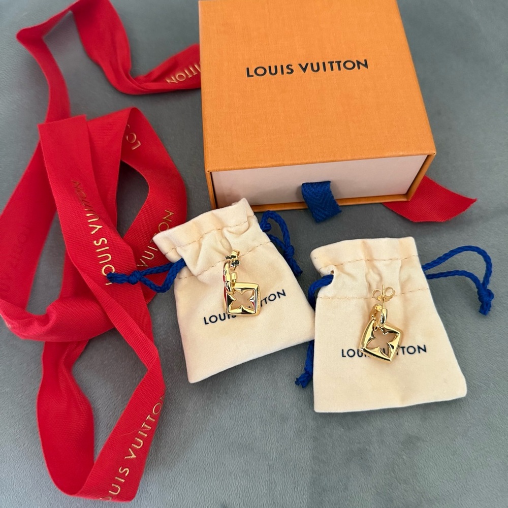 Louis Vuitton Puffygram Monogram Flower Gold Earrings - Picture 5 of 10